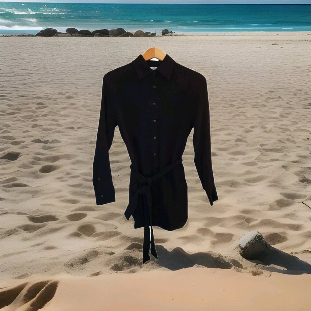 Andie Swim The Corvo Button-Up Women's XS Black Cotton Gauze Beach & Resort Wear - Picture 16 of 16